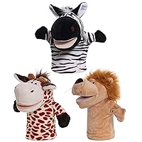 Animal Hand Puppets 3pcs 9.84 inches Soft Luxury Puppets for Children, Moving The Preschool Open Puppet Theater, Puppet Roles Game for Children