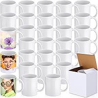 Irenare 30 Pack Sublimation Mugs Bulk, 11 oz Sublimation Coffee Mugs White Blank Ceramic Coated Cup for Art Gifts DIY Craft