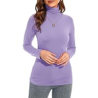 Womens Long Sleeve Slim Fit Turtleneck Top Casual Lightweight Cozy Base Layer