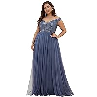 Ever-Pretty Women's Plus Size V Neck Sequin Tulle A Line Formal Evening Dress 0277-PZUSA