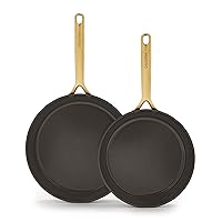 GreenPan GP5 Hard Anodized Healthy Ceramic Nonstick 2 Piece Frying Pan Skillet Set,Heavy Gauge Scratch Resistant,Stay-Flat Surface, Induction,Oven Safe,PFAS-Free