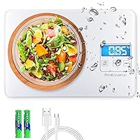 Precision Food Scale, 33lb Waterproof Rechargeable Digital Kitchen Scale, 1g/0.04oz Precise Graduation, Weight Grams and Ounces for Cooking Baking, 5 Units Conversion, Tare Function