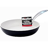 Mueller 12-Inch Fry Pan, Heavy Duty Non-Stick German Stone Coating Cookware, Aluminum Body, Even Heat Distribution, No PFOA or APEO, EverCool Stainless Steel Handle, Black