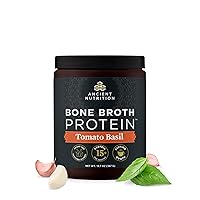 Ancient Nutrition Bone Broth Protein Powder, Tomato Basil, Grass-Fed Chicken and Beef Bone Broth Powder, 15g Protein Per Serving, Supports a Healthy Gut, 15 Servings