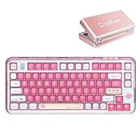 CoolKiller Mechanical Keyboard, Rechargeable Wireless Gaming Keyboard with RGB Backlit, Hot Swappable Keyboard with Gasket Structures for Windows/Mac, 75% Design, CK75 (Pink+Metal Box, Meow Switches)