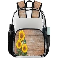 Summer Sunflowers Yellow（14） Clear Backpack Heavy Duty Transparent Bookbag for Women Men See Through PVC Backpack for Security, Work, Sports, Stadium