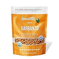 Sproutman Organic Garbanzo Bean Sprouting Seeds — 16 Ounce Bag — Rich in Vitamins, Plant Protein & Antioxidants, Non-GMO — Grow Your Own Chickpea Sprouts