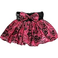 Coral & Black Velvet Rose Skirt Girl's