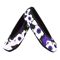 Women's Ballet Flat Slipper, Purple Flowers, X-Large