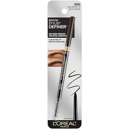 L'Oreal Paris Makeup Brow Stylist Definer Waterproof Eyebrow Pencil, Ultra-Fine Mechanical Pencil, Draws Tiny Brow Hairs and Fills in Sparse Areas and Gaps, Dark Brunette, 0.003 Ounce (Pack of 1)