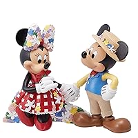 Disney Showcase Botanical Mickey and Minnie Mouse Holding Hands Figurine, 6.69 Inch, Multicolor