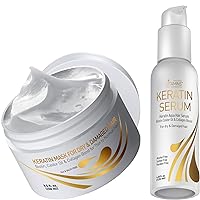 Vitamins Keratin Thin Hair Mask and Hair Serum Kit - Deep Conditioner Hair Mask and Weightless Anti Frizz Hair Serum Set for Thin Fine Hair – Pro Ultra Repair for Dry Damaged Color Treated Hair