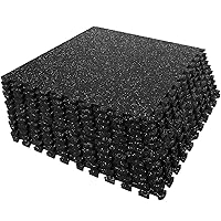 SUPERJARE 0.56“ Thick Exercise Equipment Mats, 48 Sq Ft EVA Foam Mats with Rubber Top, Interlocking Rubber Floor Tiles for Home Gym and Fitness Room, Protective Flooring Mat