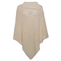 Womens Chunky Cable Knitted Poncho 3 Button Winter Cape Wrap Shawl Cardigan Top