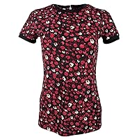 Women's Floral Stretch Jersey Top-RM-S Red Multi