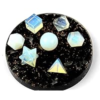 Opalite 7 Stones Sacred Geometry Sets Gemstone Platonic Solid Top Grade Quality Merkaba Star w/Attractive Cleansing Life Vitality Healing