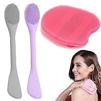 Silicone Body Scrubber with 2pcs Silicone Facial Mask Applicator, Body Washer Shower Exfoliator for Body and Face Wash Massaging Cleansing Exfoliating Bath Shower