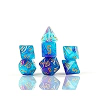 Cerulean Nebula Polyhedral Dice Set