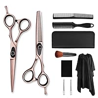 10 pcs Professional Rose gold Hair Cutting Scissors 5.5 inch Barber Scissors Multi Use Haircut Sets Thinning Scissors Straight Shears Tools for Mother Father Friends