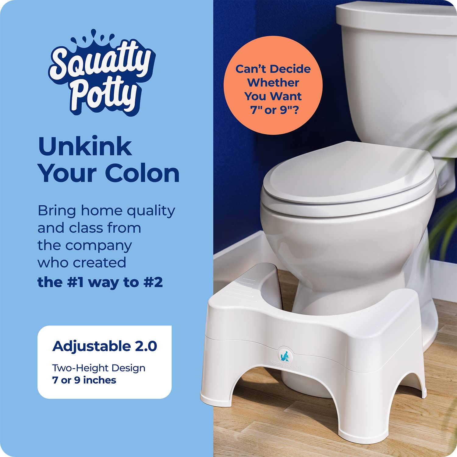 Squatty Potty The Original Bathroom Toilet Stool - Adjustable 2.0, Convertible to 7
