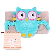 Colic and Gas Relief for Newborns - Colic Calm Baby Heating Pad Belly Band for Upset Stomach and Baby Reflux - Warm Aroma Stomach Band for Fussy Infant Gas with Washcloth (Blue owl)