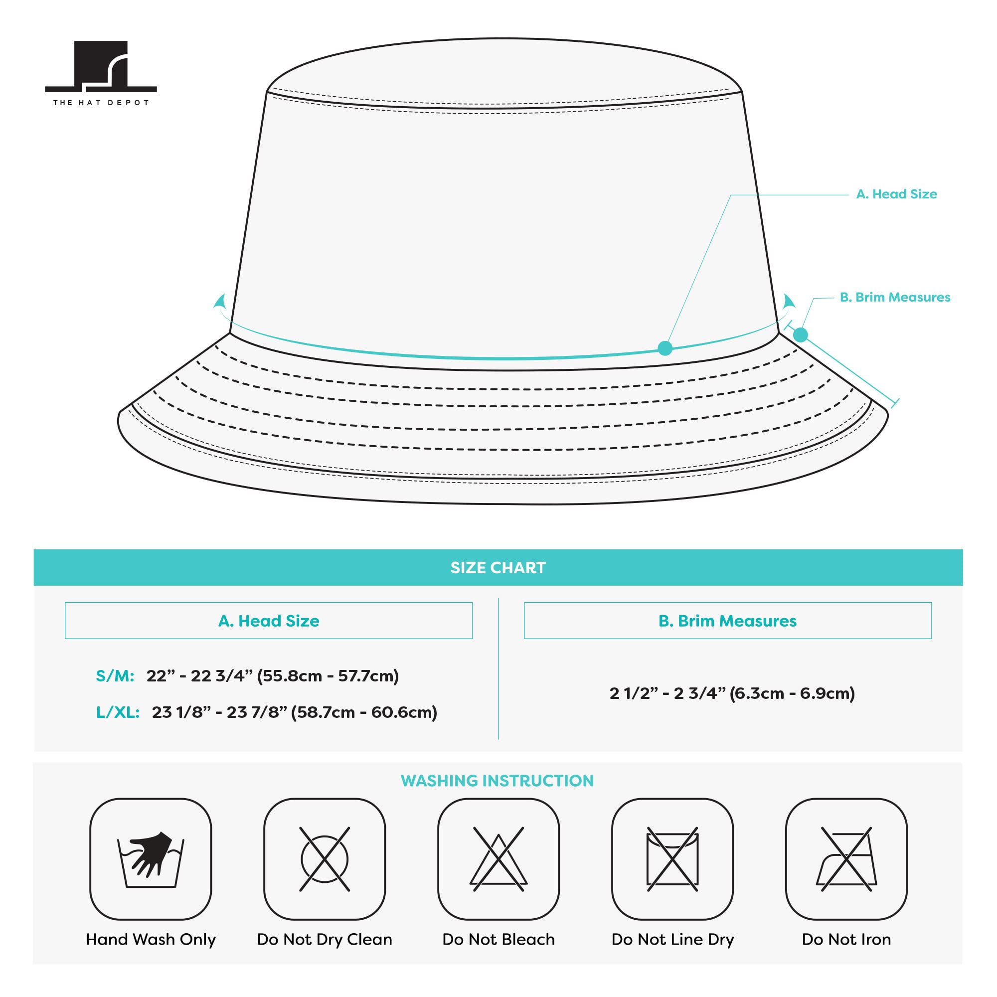 Bucket Hat - Unisex 100% Cotton & Denim UPF 50 Packable Summer Travel Beach Sun Hat