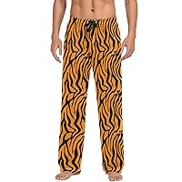 ALAZA Men's Tiger Orange Stripe Repeated Black Jungle Safari Sleep Pajama Pant