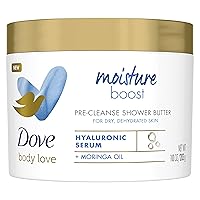 Dove Body Love Shower Cleansing Butter Moisture Boost Cleanser for Dry Skin Silkier than Body Wash with Hyaluronic Acid and Moringa Oil 10 oz