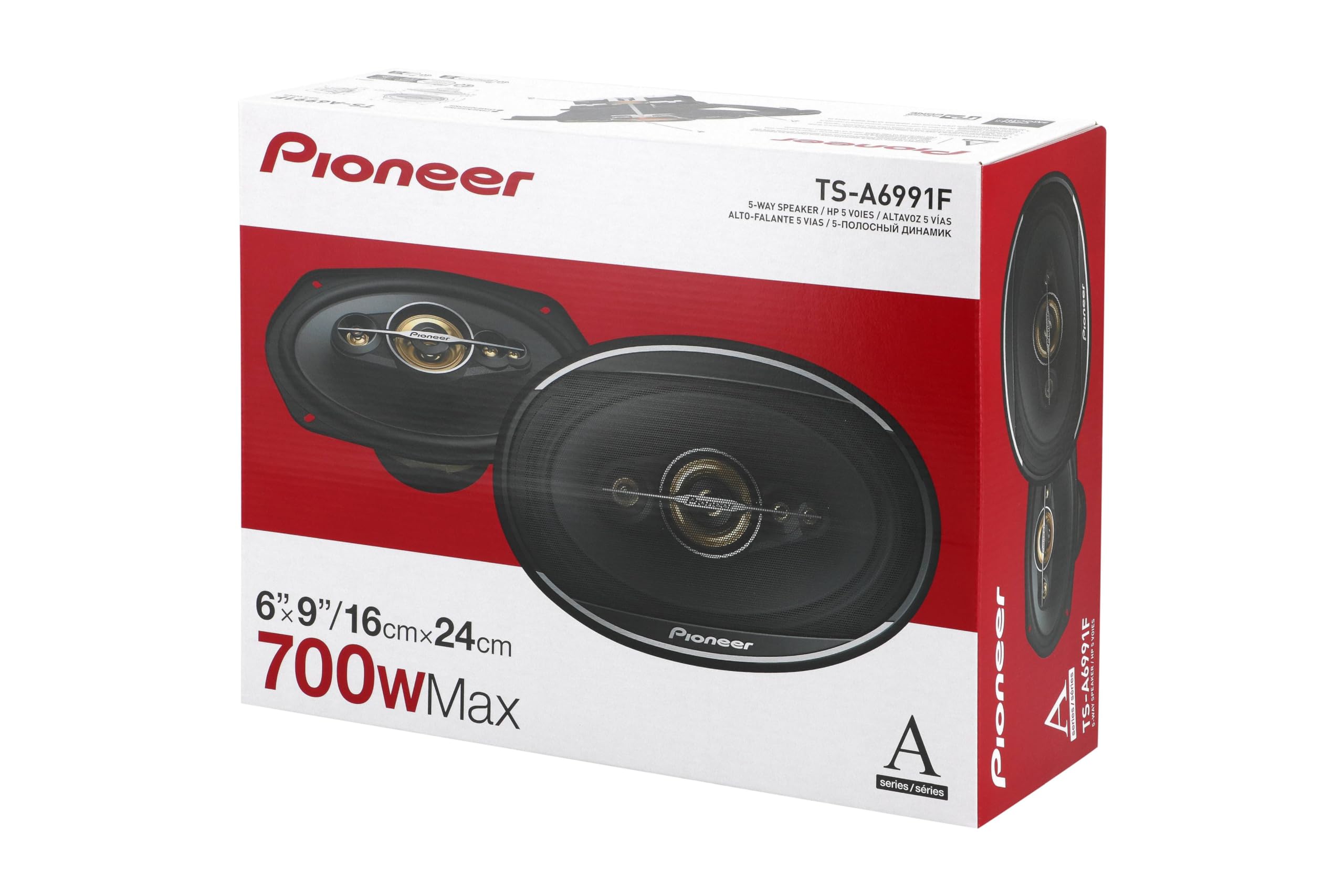 PIONEER TS-A6991F, 5-Way Coaxial Car Audio Speakers, Full Range, Clear Sound Quality, Easy Installation and Enhanced Bass Response, Deep Basket 6” x 9” Oval Speakers