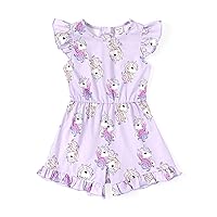 PATPAT Girls Wide Leg One Piece Romper Ruffle Sleeve Floral Short Jumpsuit