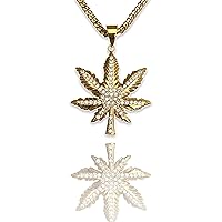 Marijuana Weed Leaves 420 Friendly Iced Necklace Men Women 14k Gold Finish Pendant Stainless Steel Real 3 mm Rope Chain Necklace, Mens Jewelry, Iced Pendant, 6mm Miami Cuban Chain Choker Necklace Prime Delivery
