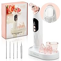 Blackhead Remover Pore Vacuum with Hot Compress - Acne Comedo Extractor USB Rechargeable Suction Tool with 4 Probes and 3 Adjustable Suction Level for Blackhead Whitehead Acne Removal