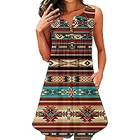 Black Bodycon Dresses for Women Short,Womens Casual Sleeveless Round Neck Button Short Print Pocket Casual Dres