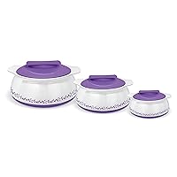 Milton 3-Pc Gift Set - Exotique Insulated Hot-Pot Food Server Casserole Set with Stainless Steel Insert Keeps Food Warm/Cold for Hours
