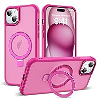 Compatible with iPhone 15 Case with Invisible Magnetic O-Ring Stand Military-Grade Translucent Case for iPhone 15 6.1