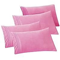 Elegant Comfort 4-PACK Solid Pillowcases 1500 Thread Count Egyptian Quality - Easy Care, Smooth Weave, Wrinkle and Stain Resistant, Easy Slip-On, 4-Piece Set, King Pillowcase, Light Pink