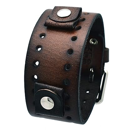 Nemesis BN-BB Dark Brown Wide Leather Cuff Wrist Watch Band