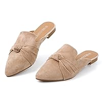 MUSSHOE Mules for Women Flats Comfortable Pointed Toe Slip on Women Mules Flats