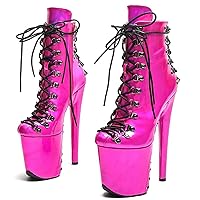 Womens 8Inch High Heel Lace-up Platform Ankle Boots,Plus-size Stiletto Shoes Ankle Boots,Exotic Pole Dancing Stripper Clubwear Party Boots Shoes