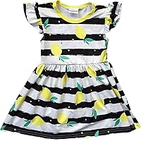 BNY Corner Girl Kids Lemon Stripe School Holiday Birthday Party Girl Dress 2T-8