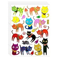 Stickers Glitter Pack 10 Sheets Colorful Cute Cat Pet Cartoon Stickers Kids Toys Waterproof Label Sticker Art Decals Crafts Scrapbook for Kids Birthday Party Favors Reward Gift
