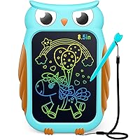TECJOE Owl LCD Drawing Tablet, 8.5 Inch Colorful Toddler Doodle Board Drawing Tablet, Erasable and Reusable Electronic Drawing Pads, Educational and Learning Toy for 3-6 Years Old Boys (Blue)