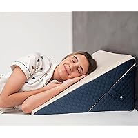 Bed Wedge Pillow - Memory Foam Incline Cushion - for Acid Reflux Heartburn GERD Anti-Snoring Back Neck & Leg Pain After Surgery - Machine Washable Cover & Mattress Gap Filler for Headboard