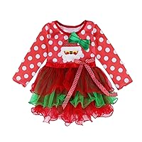 Toddler Girls Winter Long Sleeve Dress Dress Santa Christmas Party Dot Prints Tennis Dress Girls