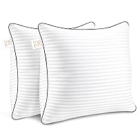 Throw Pillows Insert, 26'' x 26'' Set of 2, Luxurious Euro Pillow for Couch, Sofa or Bed with Original Down Alternative Filled, Soft Striped Square Pillow, White