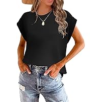 Womens Summer Cap Sleeve Tops Trendy 2024 Short Sleeve Shirts Fashion Cute Print Loose Fit Tee Shirts Blouses