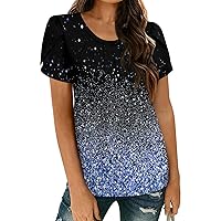 Summer Tops for Women 2024 Trendy Short Sleeve V Neck T Shirts Casual Printed Tees Tops