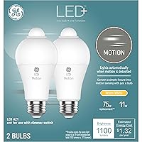 LED+ Motion Sensor LED Light Bulbs, 12W, Outdoor Security Lights, A21, Warm White (2 Pack)
