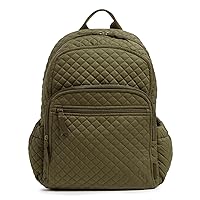 Vera Bradley Women's Cotton Campus Backpack, Climbing Ivy Green - Recycled Cotton, One Size