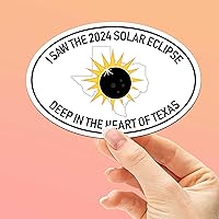 Texas 2024 Eclipse Sticker for Laptop, White Oval April 8 Total Solar Eclipse Decal for Hydroflask Water Bottle (Large - 4
